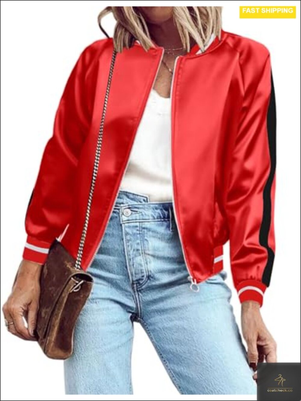 Women's Lightweight Bomber Jacket Casual Zip Up Windbreaker with Pockets